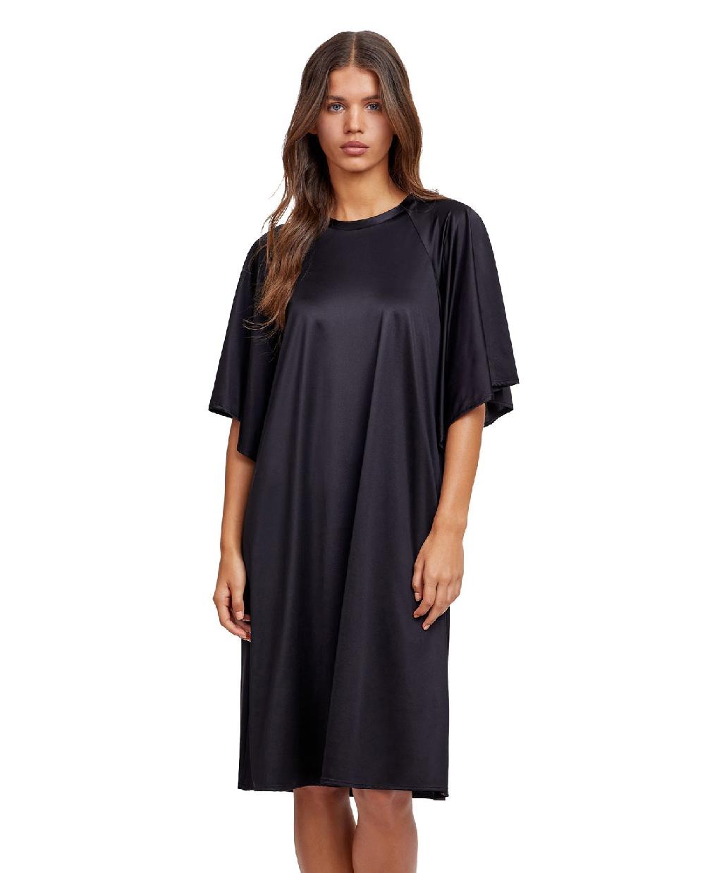 gottex Modest High Neck Loose Fitting Dress-Black Black