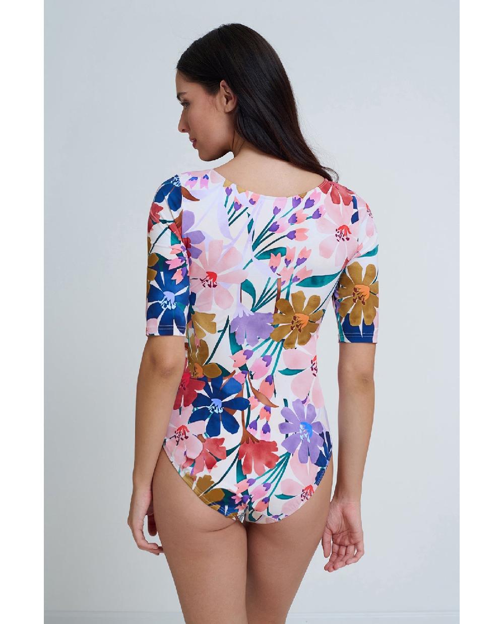 Gottex Modest High Round Neck Quarter Sleeve One Piece Profile