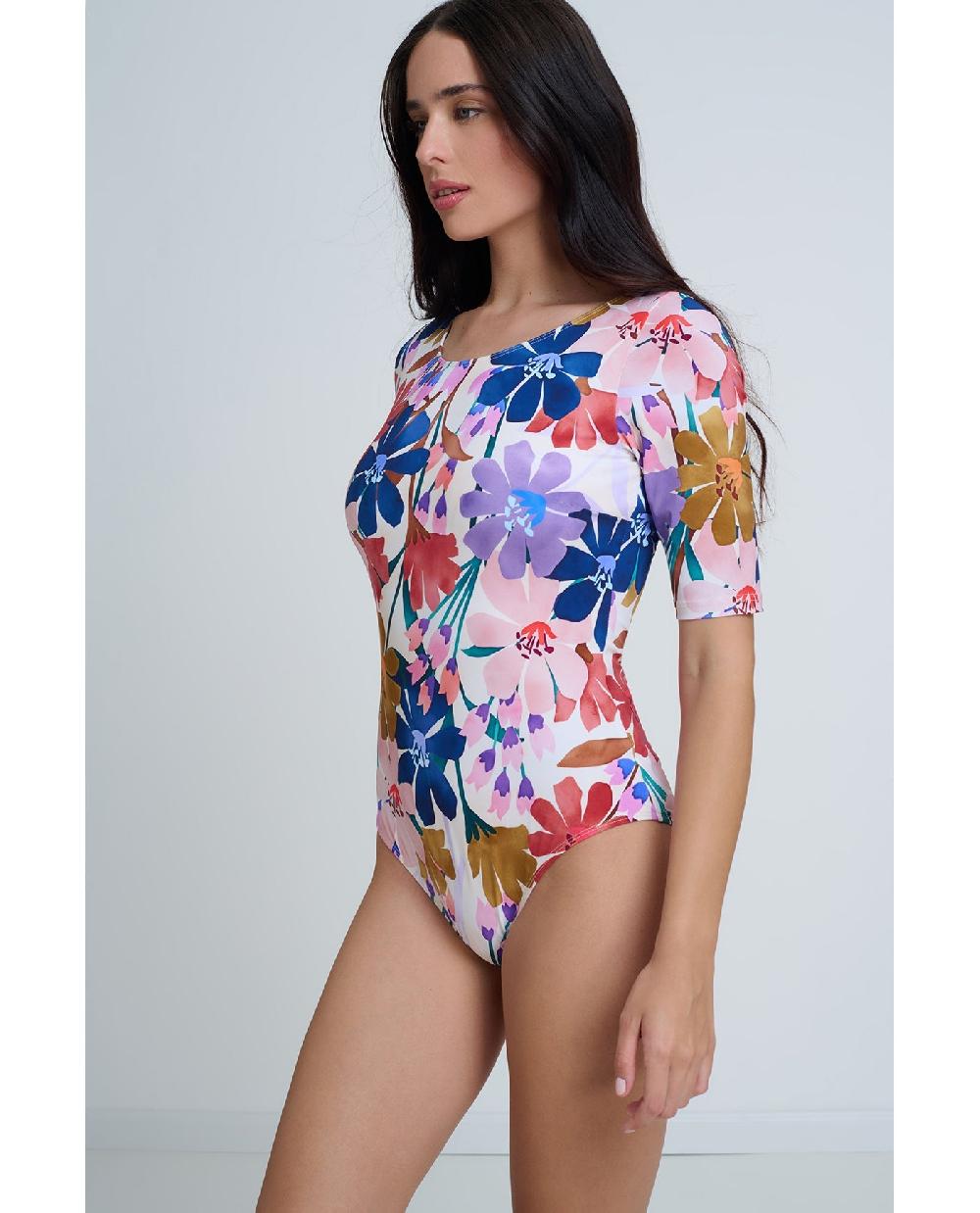 Gottex Modest High Round Neck Quarter Sleeve One Piece Profile