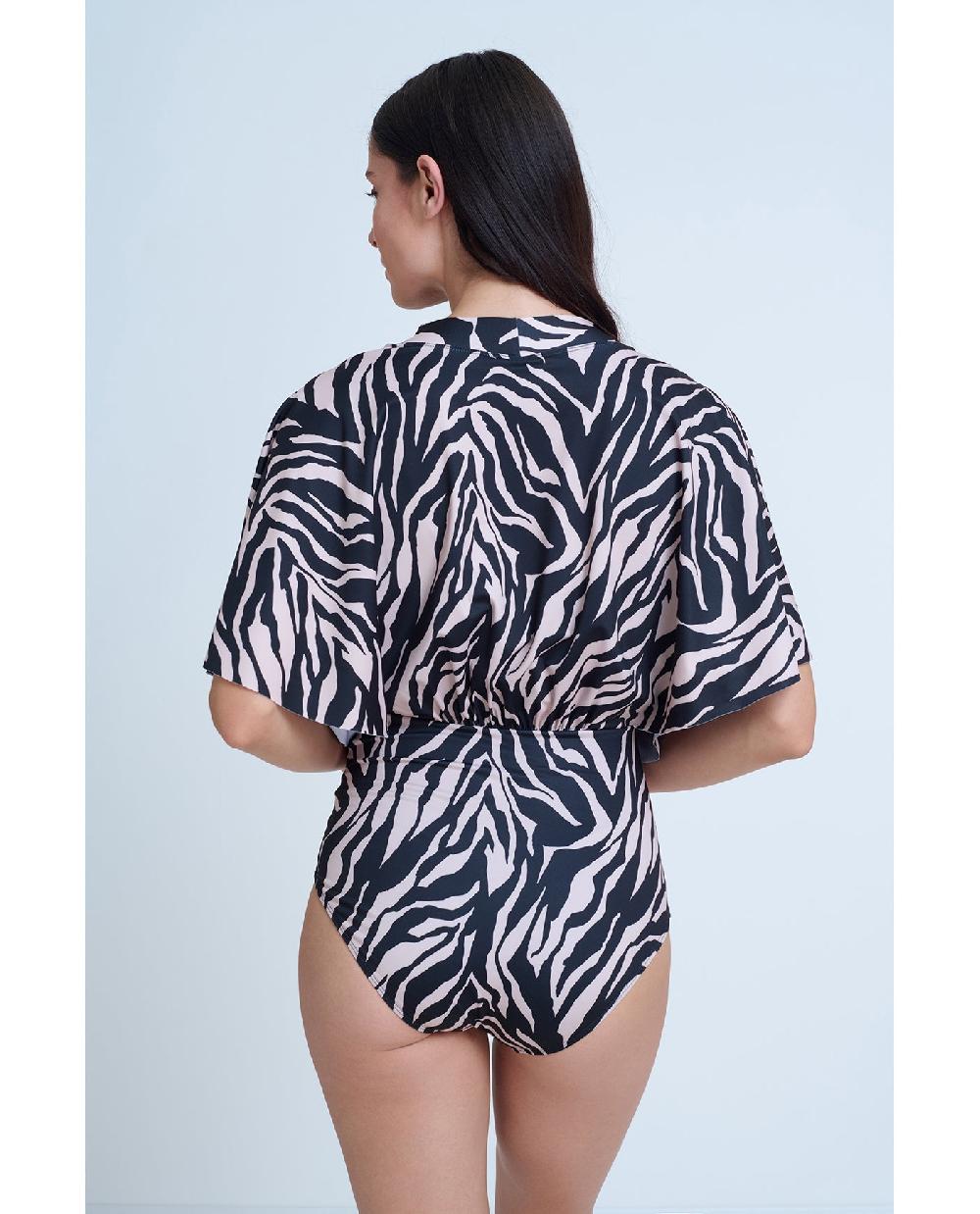 Gottex Modest Sleeved Surplice Blouson One Piece Gottex