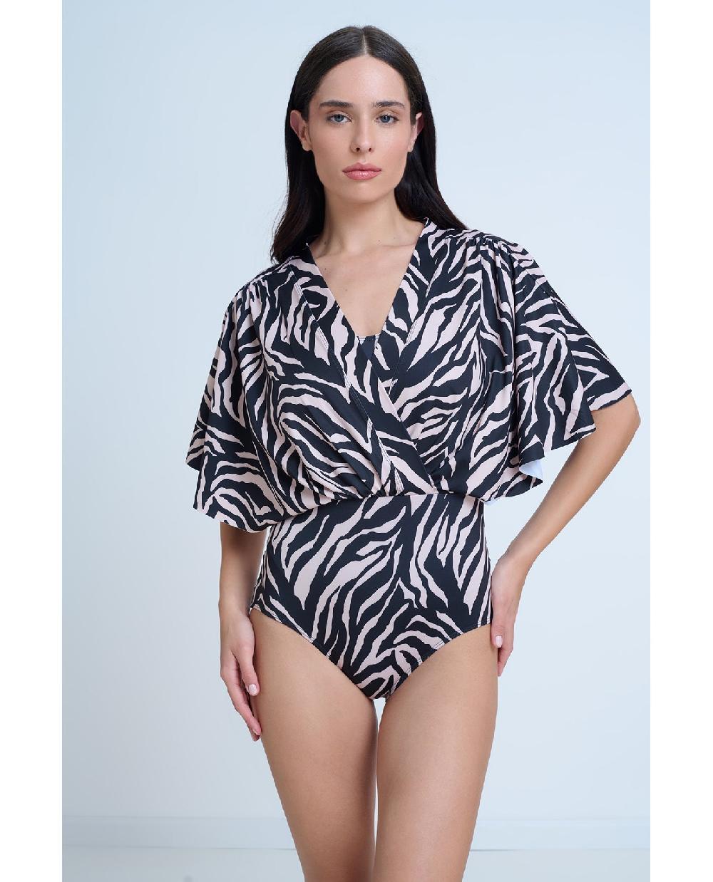 Gottex Modest Sleeved Surplice Blouson One Piece Gottex