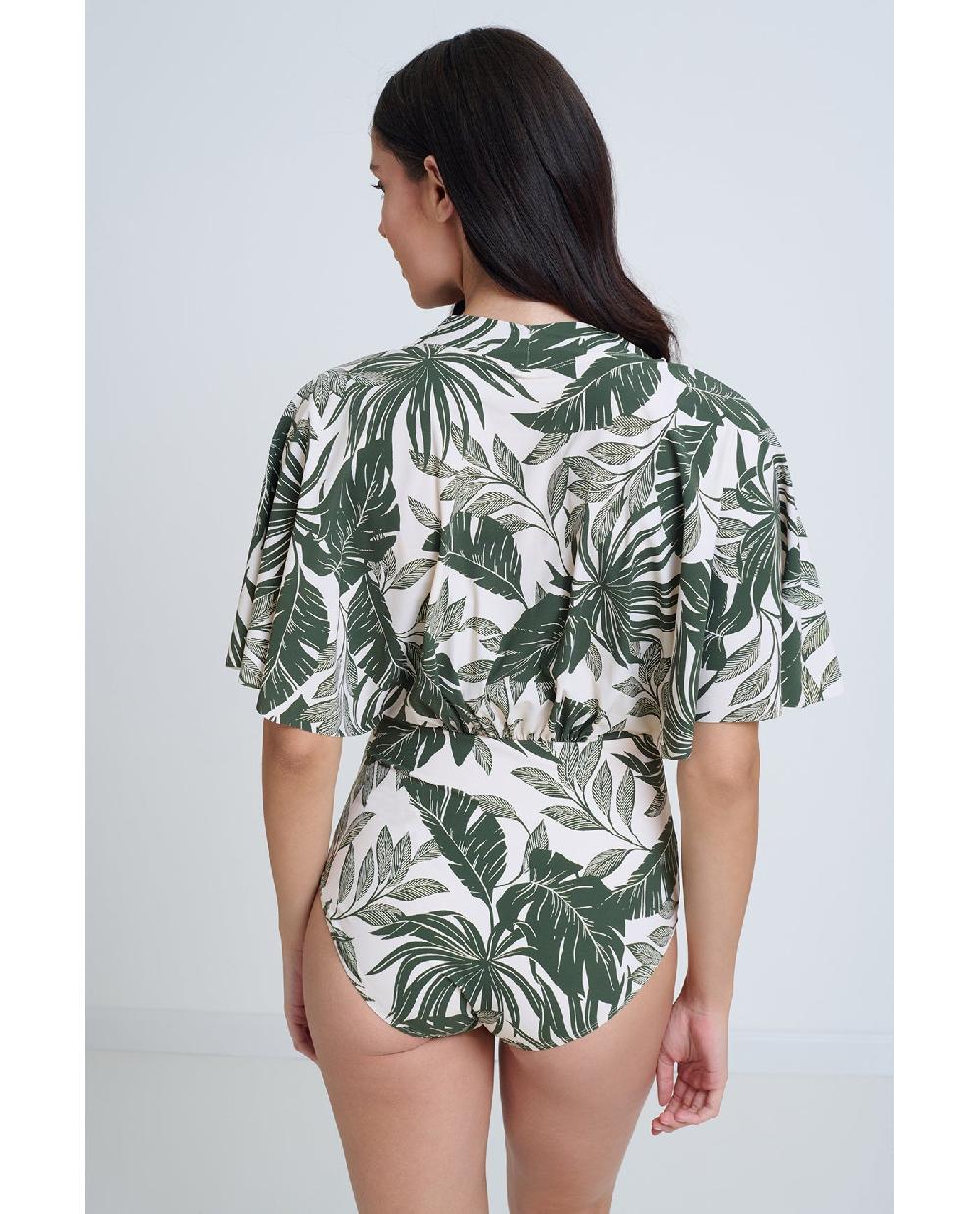 Gottex Modest Sleeved Surplice Blouson One Piece Modest