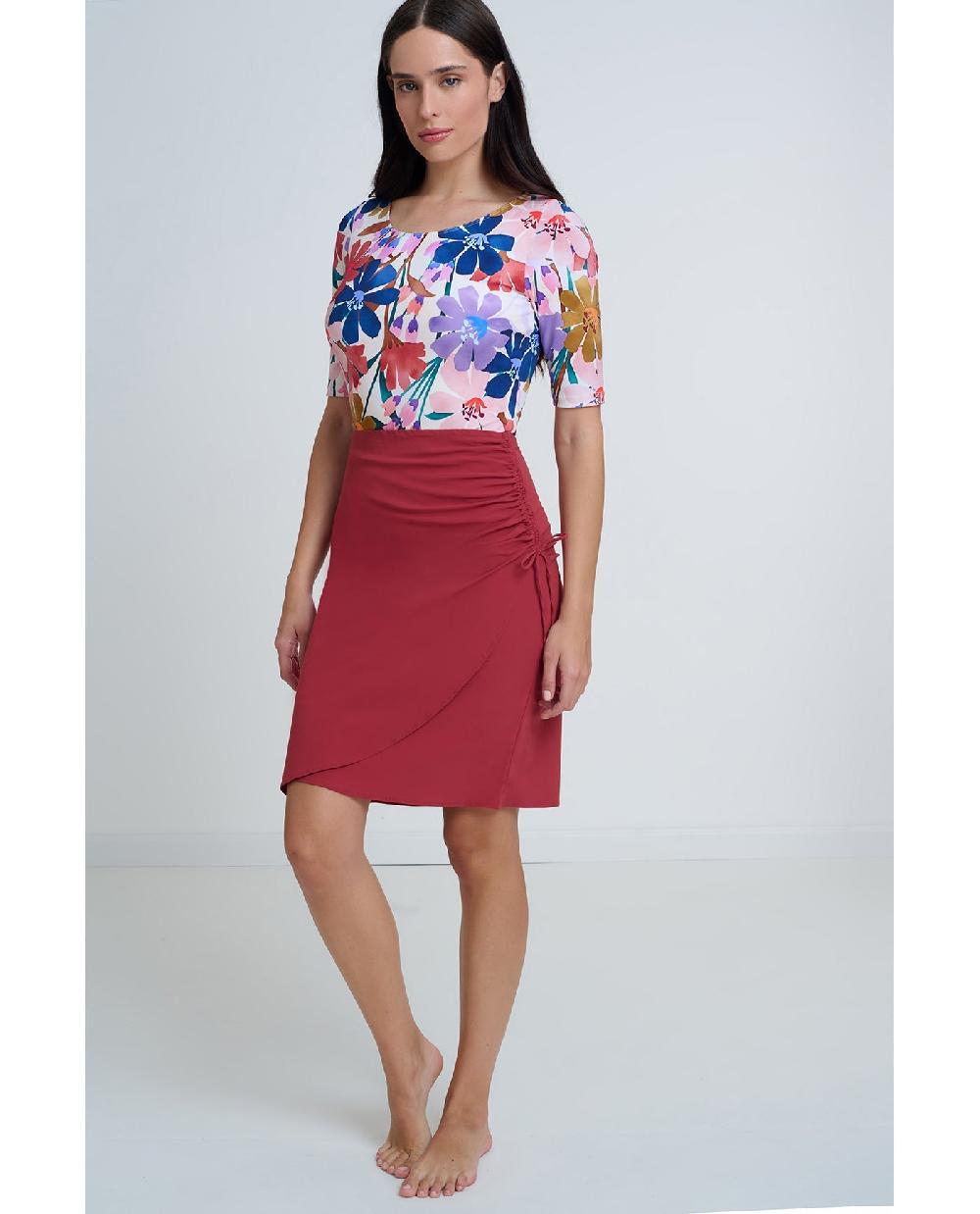 gottex Modest Surplice Skirt with Side Shirring Spice