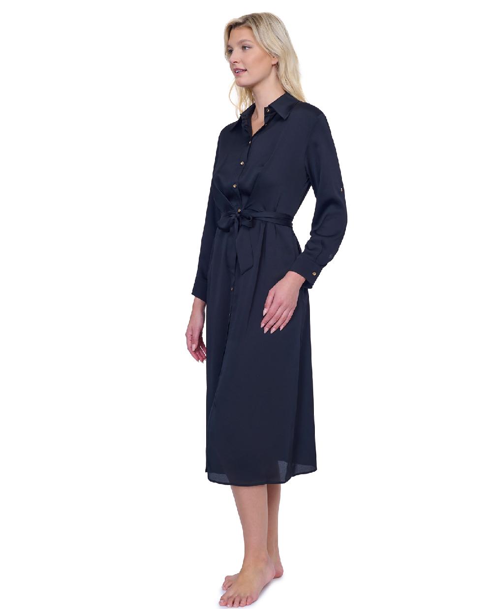 Gottex Montecarlo Belted Long Sleeve Shirt Dress Cover Up Montecarlo