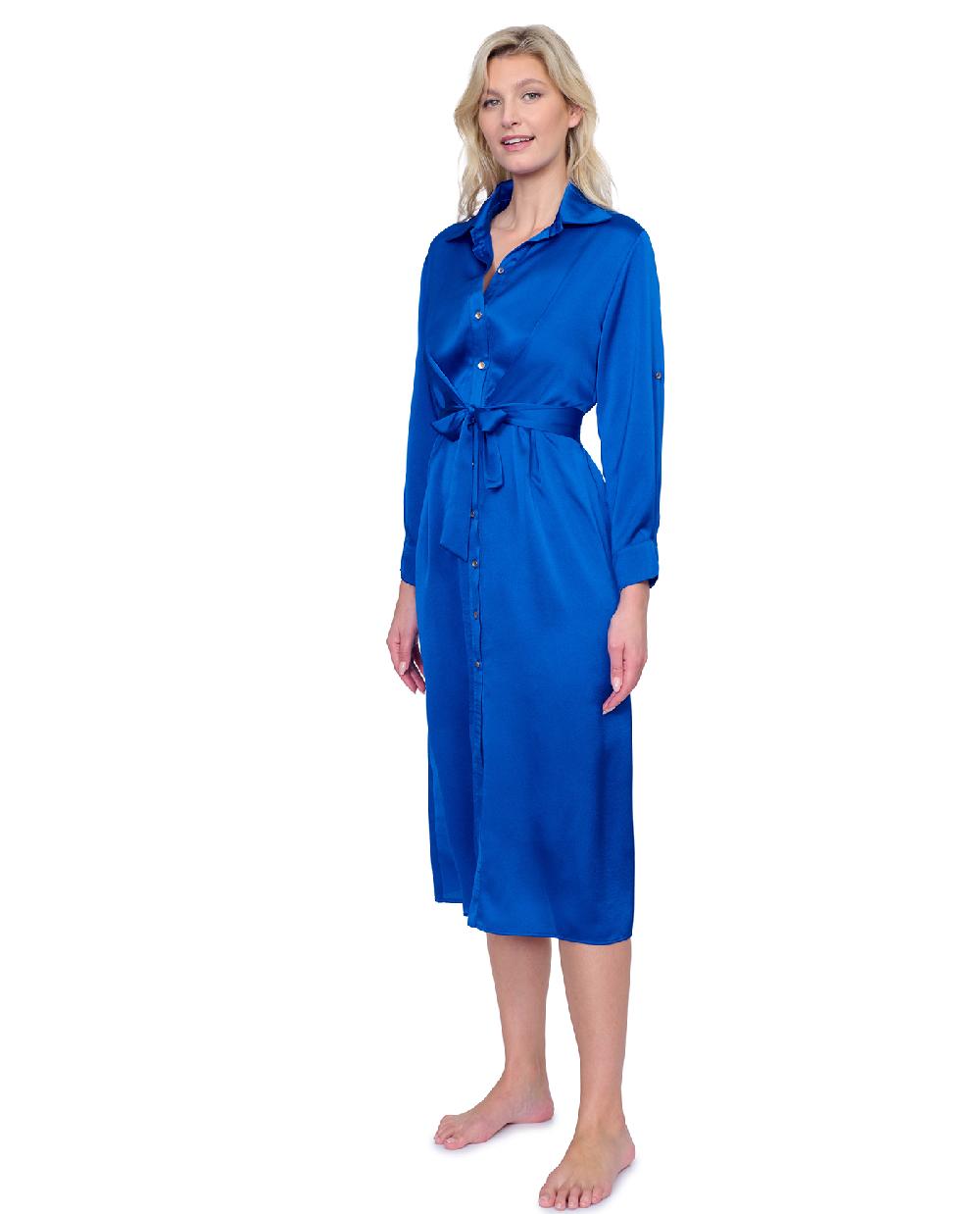 Gottex Montecarlo Belted Long Sleeve Shirt Dress Cover Up Montecarlo
