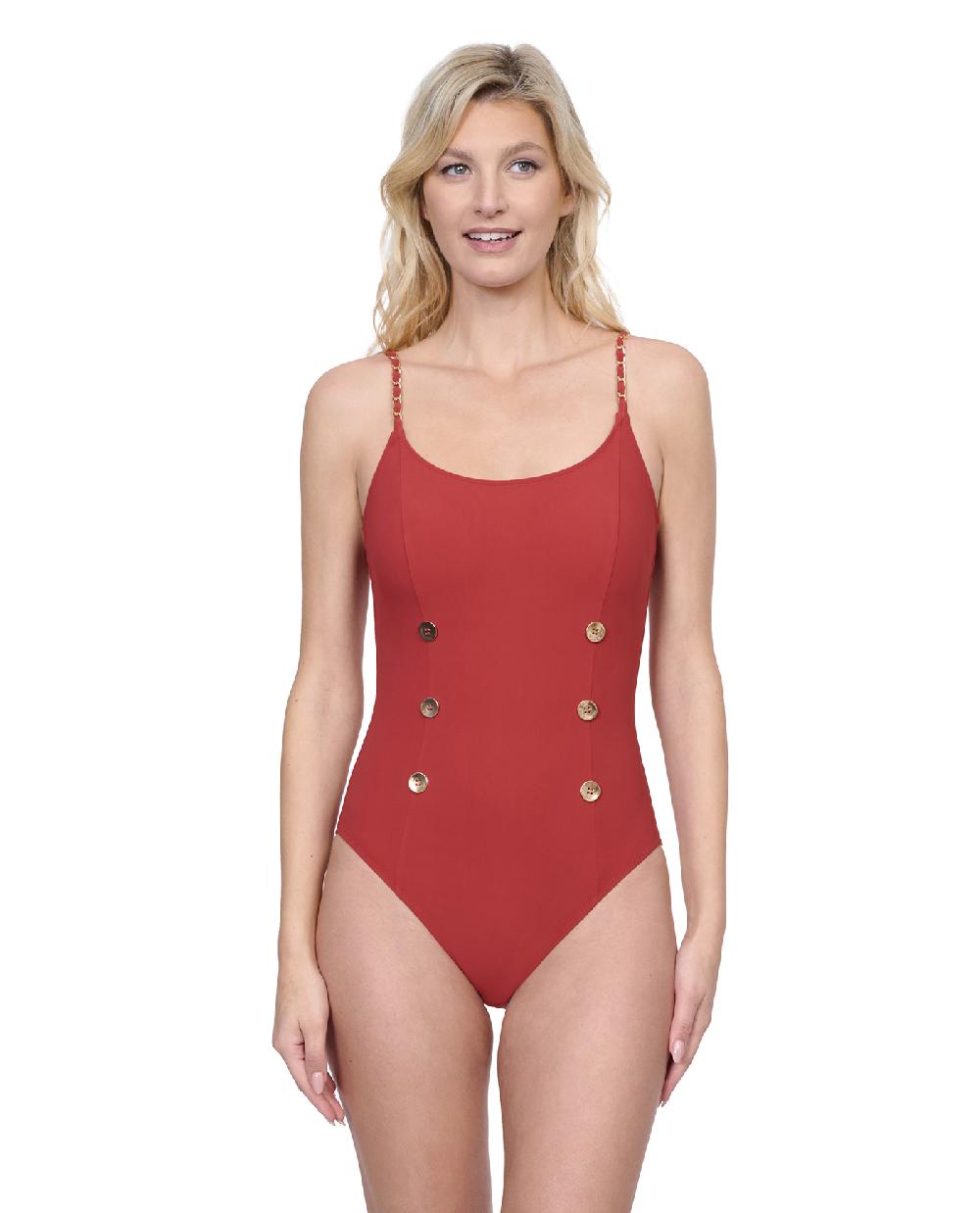 gottex Montecarlo Round Neck Chain Straps One Piece Swimsuit Montecarlo