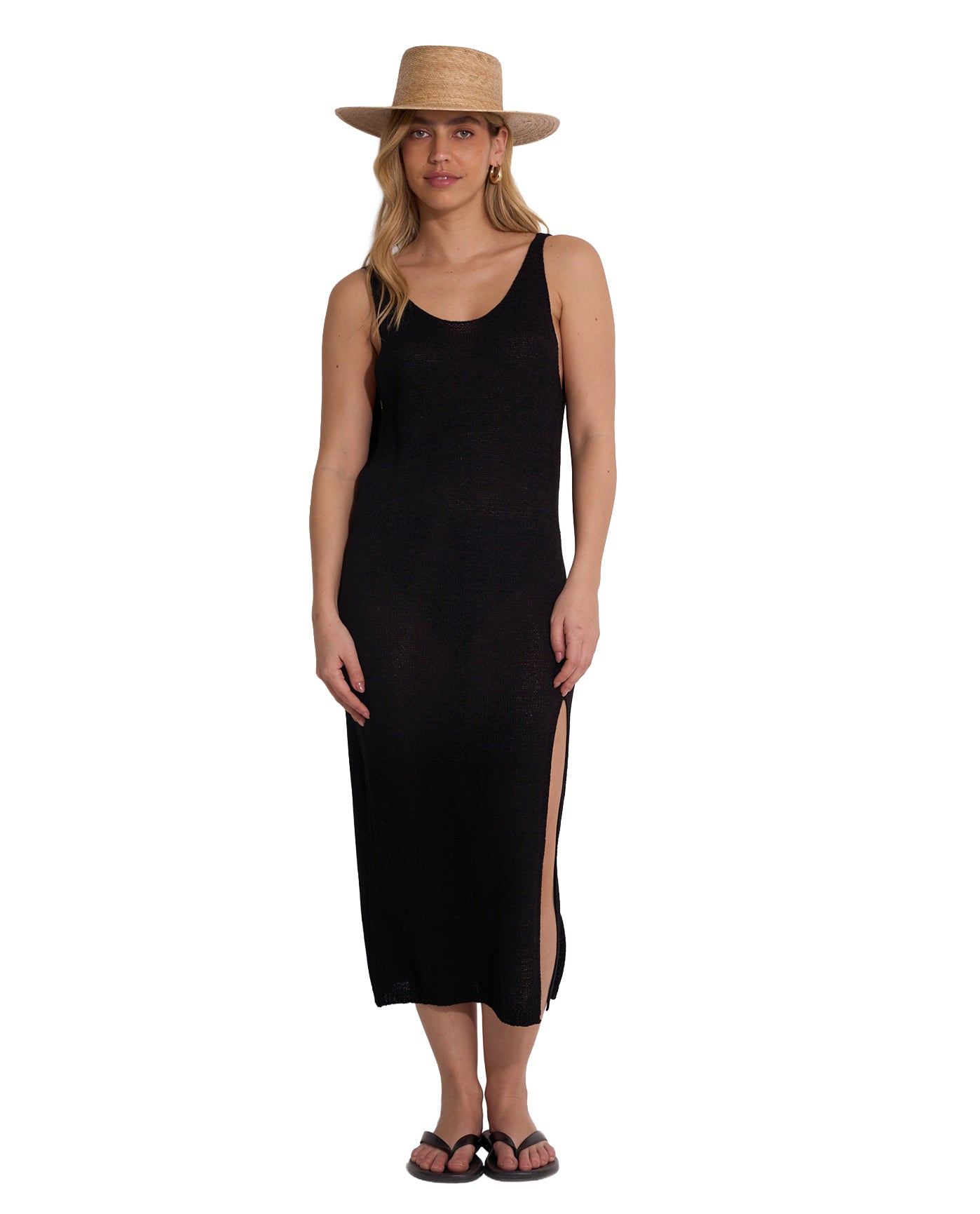 gottex Naama Scoop Neck Crochet Dress Cover-Up-Black Black