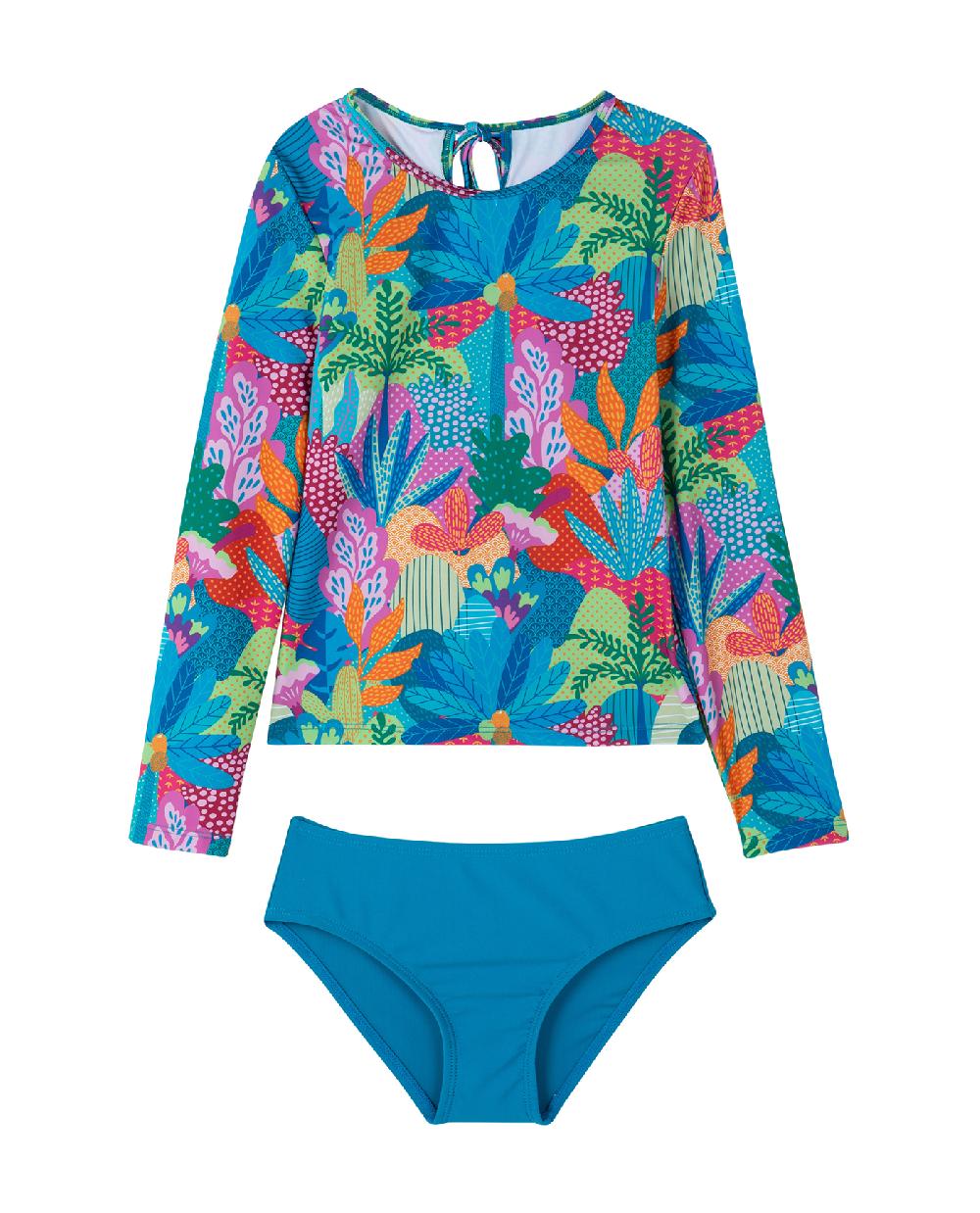 gottex Ocean Blooms Long Sleeve Rash Guard Set Ocean