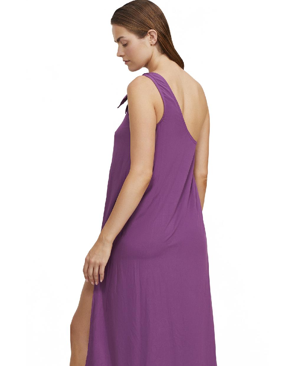 Gottex One Shoulder Sarong Style Maxi Dress Cover Up Purple