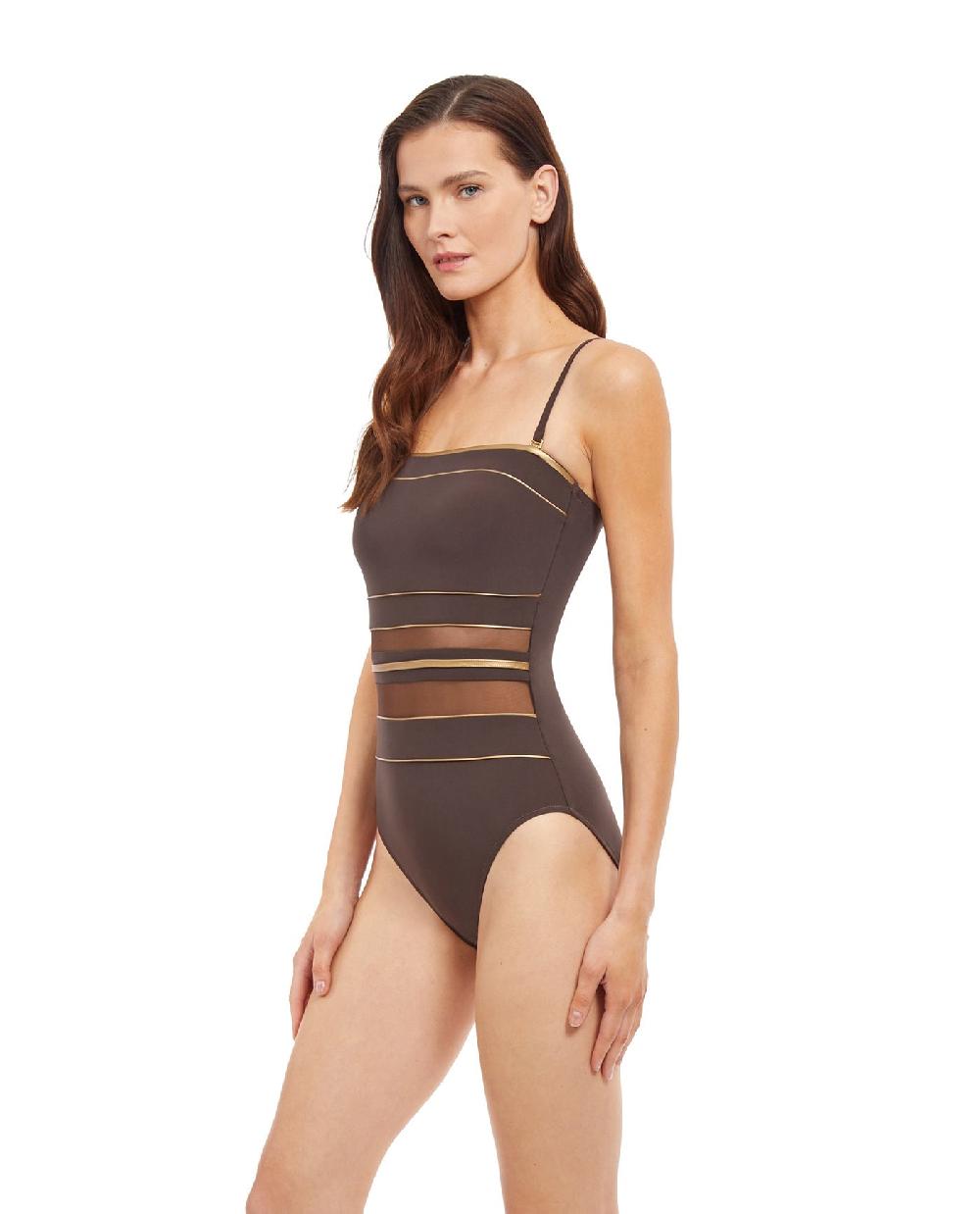 Gottex Onyx Bandeau Strapless One Piece Swimsuit Onyx