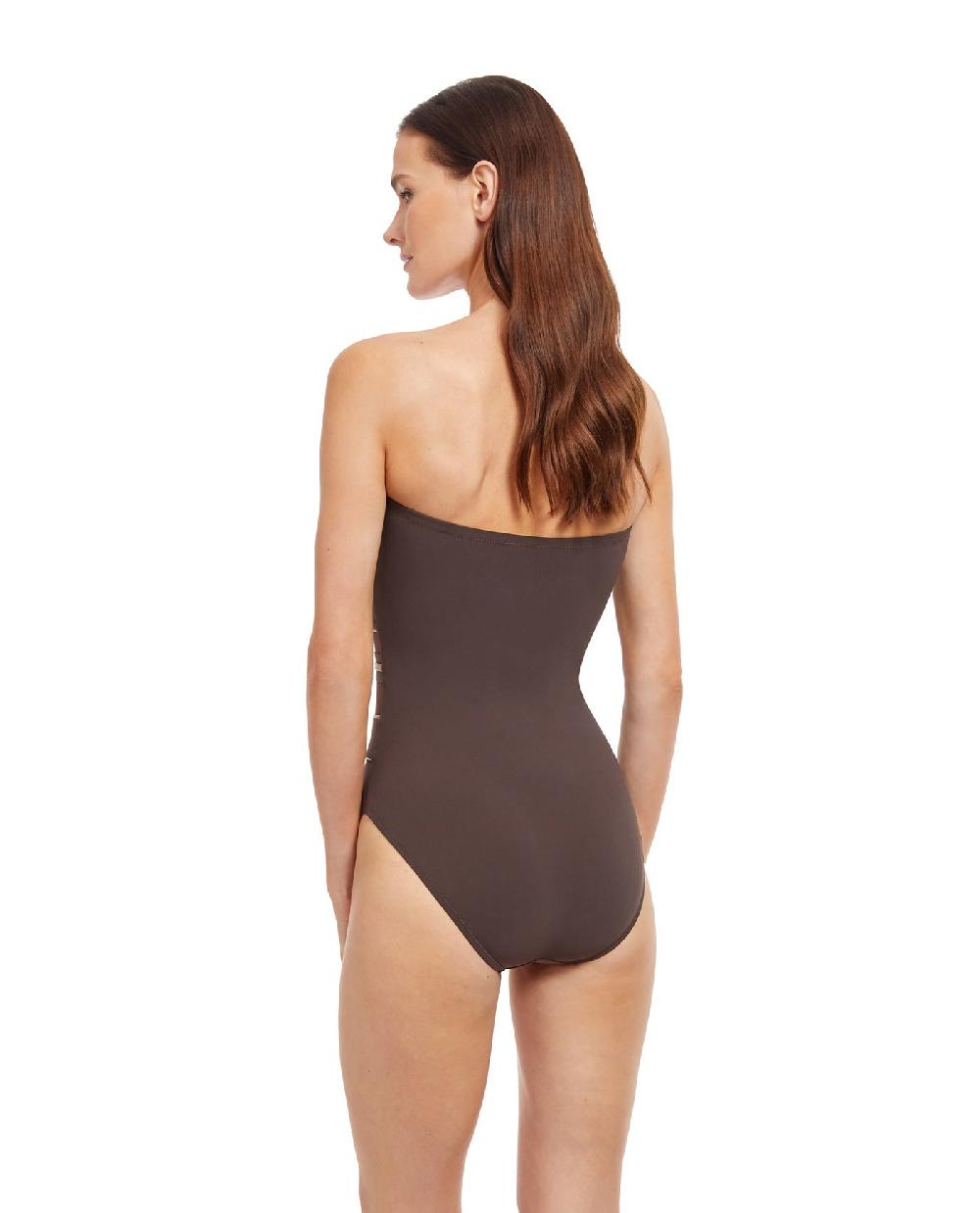Gottex Onyx Bandeau Strapless One Piece Swimsuit Onyx