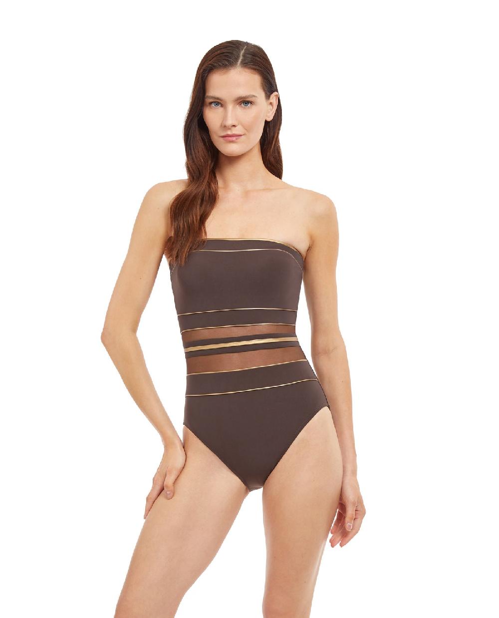 gottex Onyx Bandeau Strapless One Piece Swimsuit Onyx