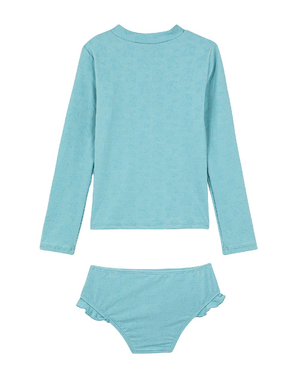 Gottex Palm Party Textured Long Sleeve Rash Guard Set Palm