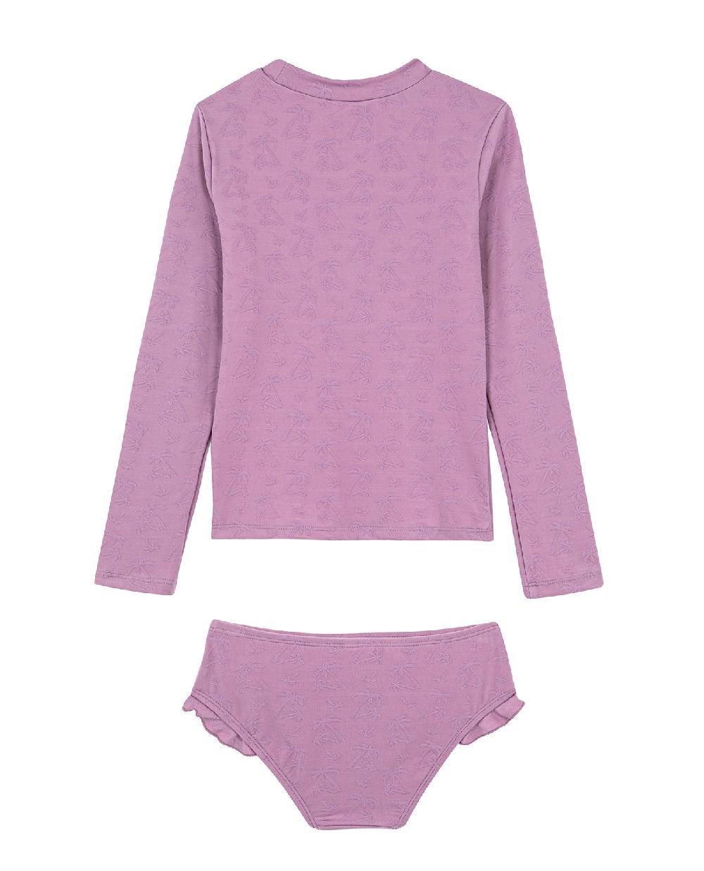 Gottex Palm Party Textured Long Sleeve Rash Guard Set Palm