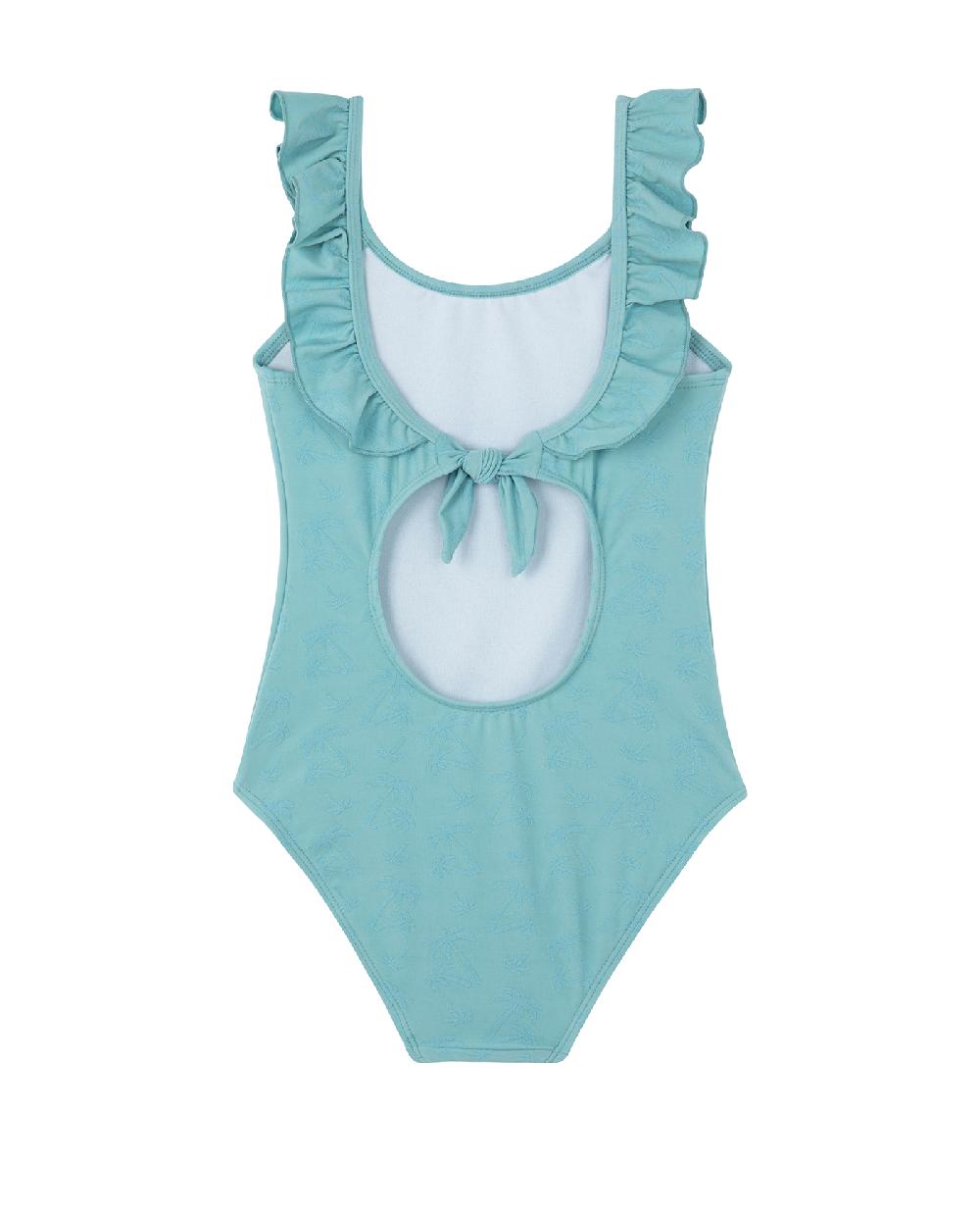 Gottex Palm Party Textured Square Neck Ruffle One Piece Palm