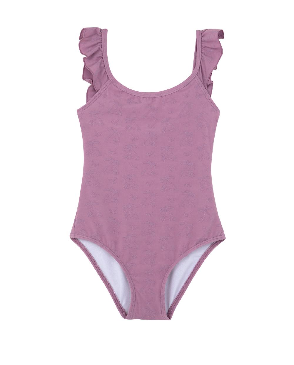 gottex Palm Party Textured Square Neck Ruffle One Piece Palm