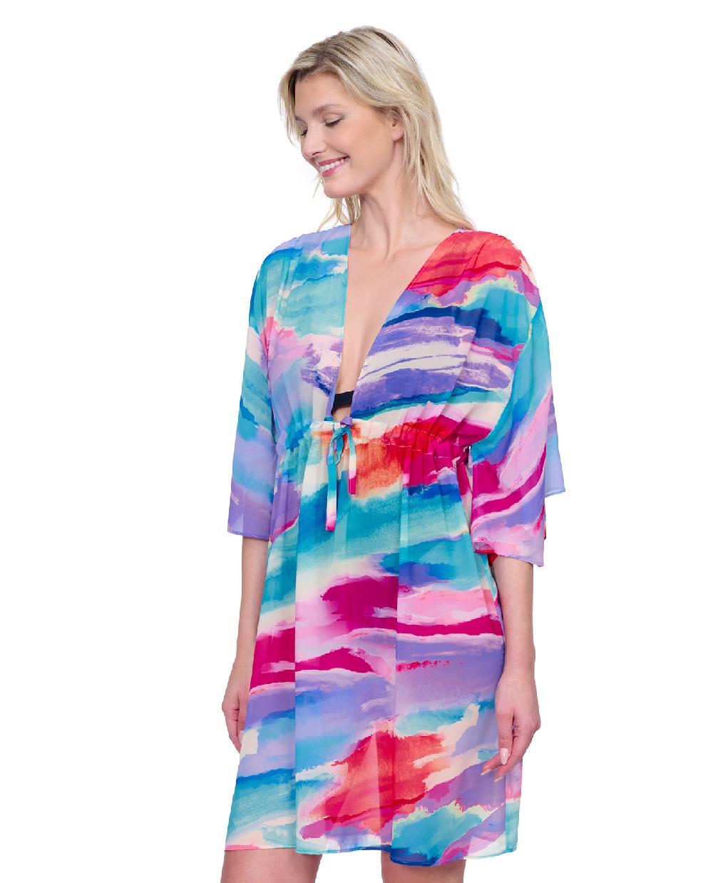 Gottex Palma De Mallorca V Neck Beach Dress With Adjustable Tie Palma