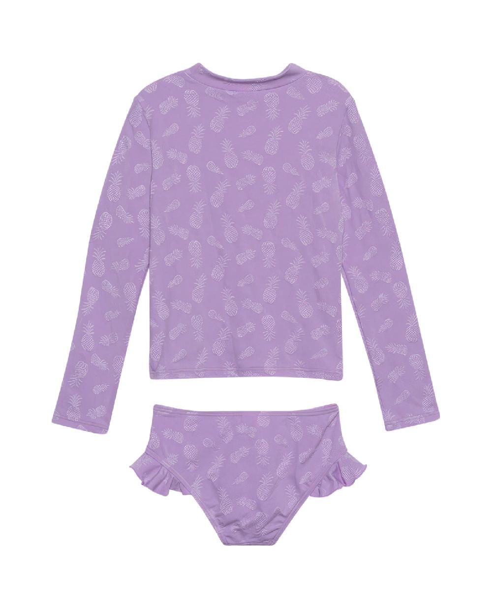 Gottex Pineapple Long Sleeve Rash Guard Top And Bikini Bottom Pineapple