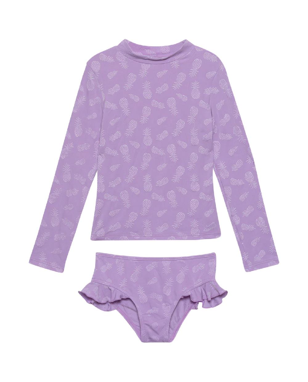 gottex Pineapple Long Sleeve Rash Guard Top And Bikini Bottom Pineapple