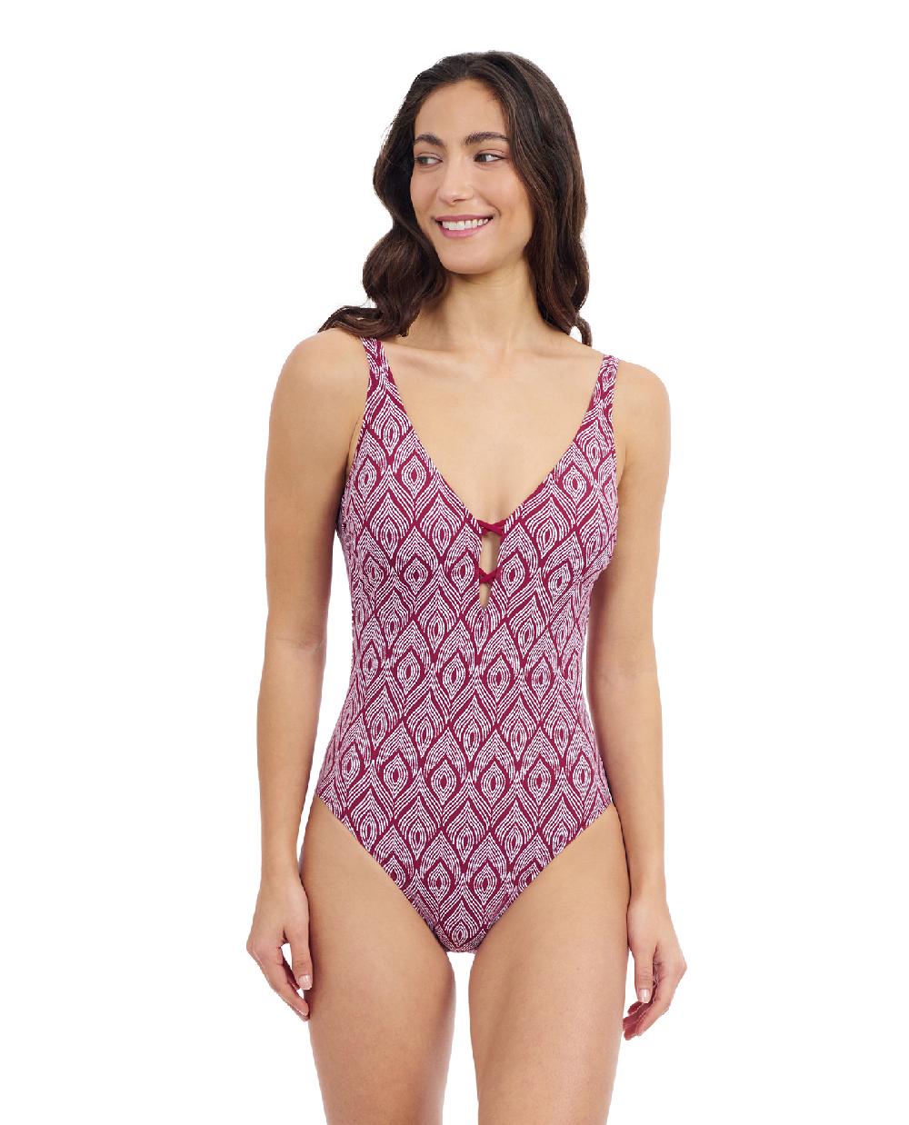 gottex Plume V Neck Deep Plunge One Piece Swimsuit Profile