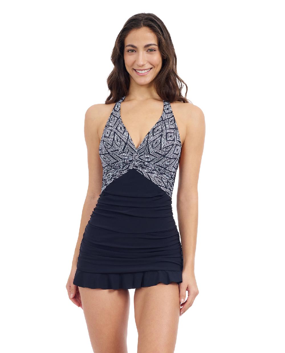 gottex Plume V Neck Halter Swimdress One Piece Swimsuit Profile