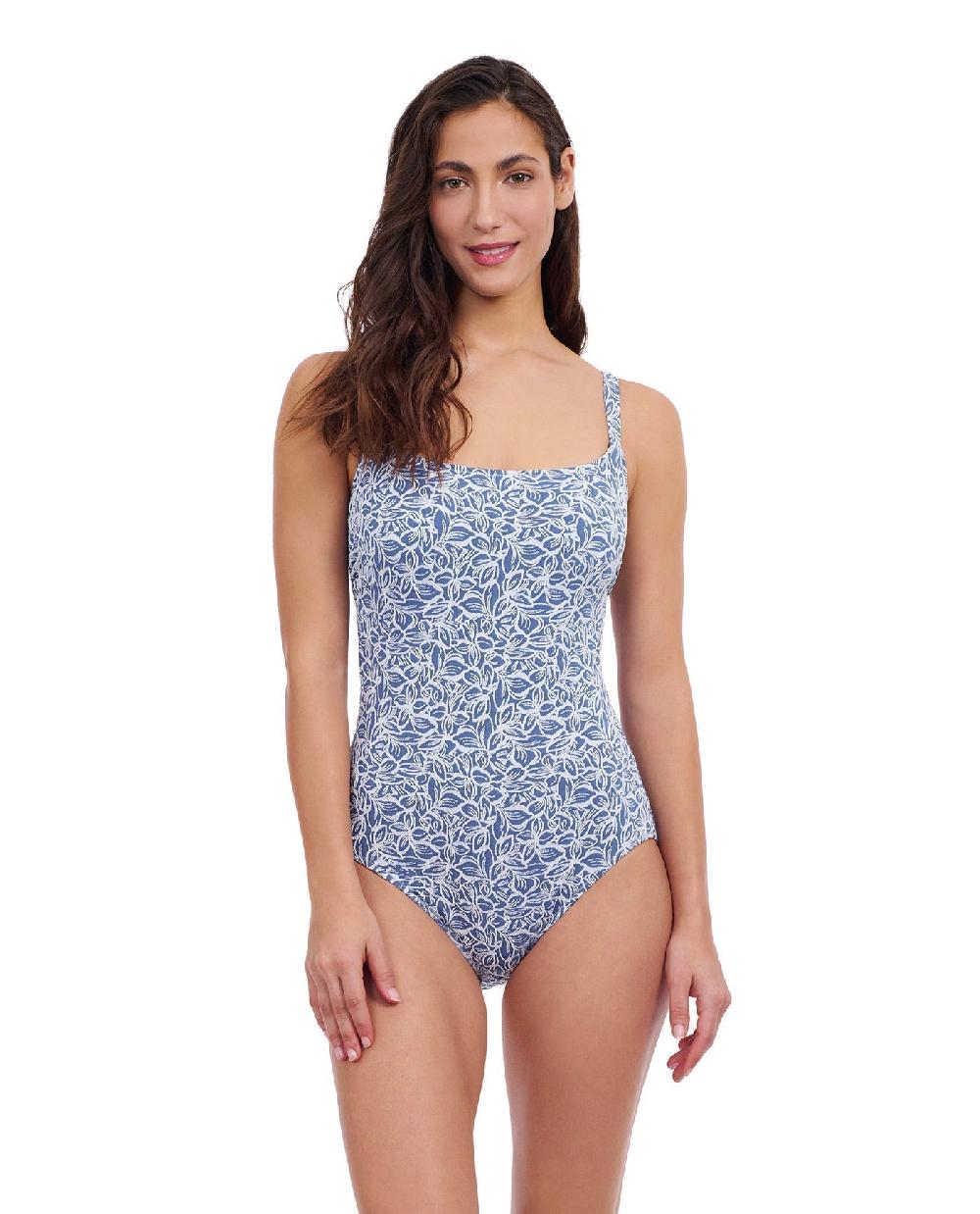 gottex Plumeria D-Cup Textured Square Neck One Piece Swimsuit Profile