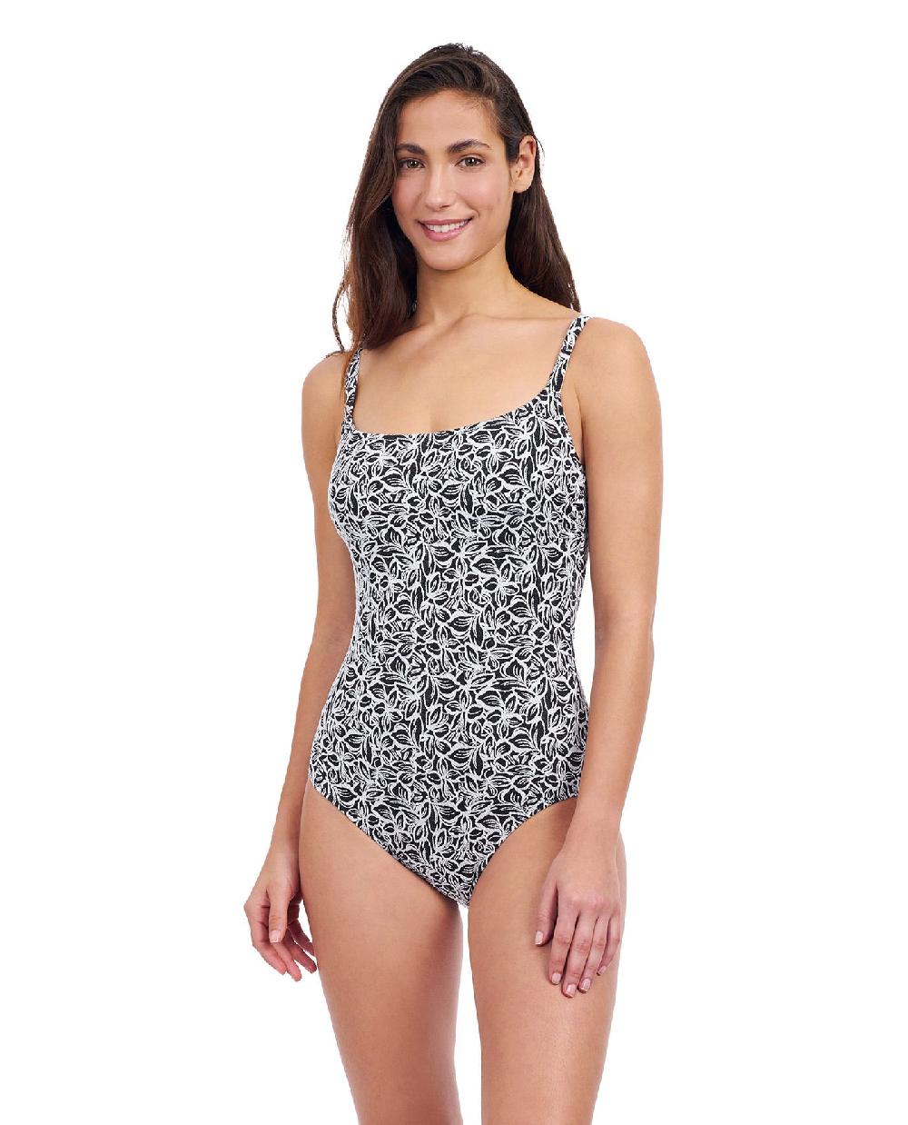 gottex Plumeria D-Cup Textured Square Neck One Piece Swimsuit Profile