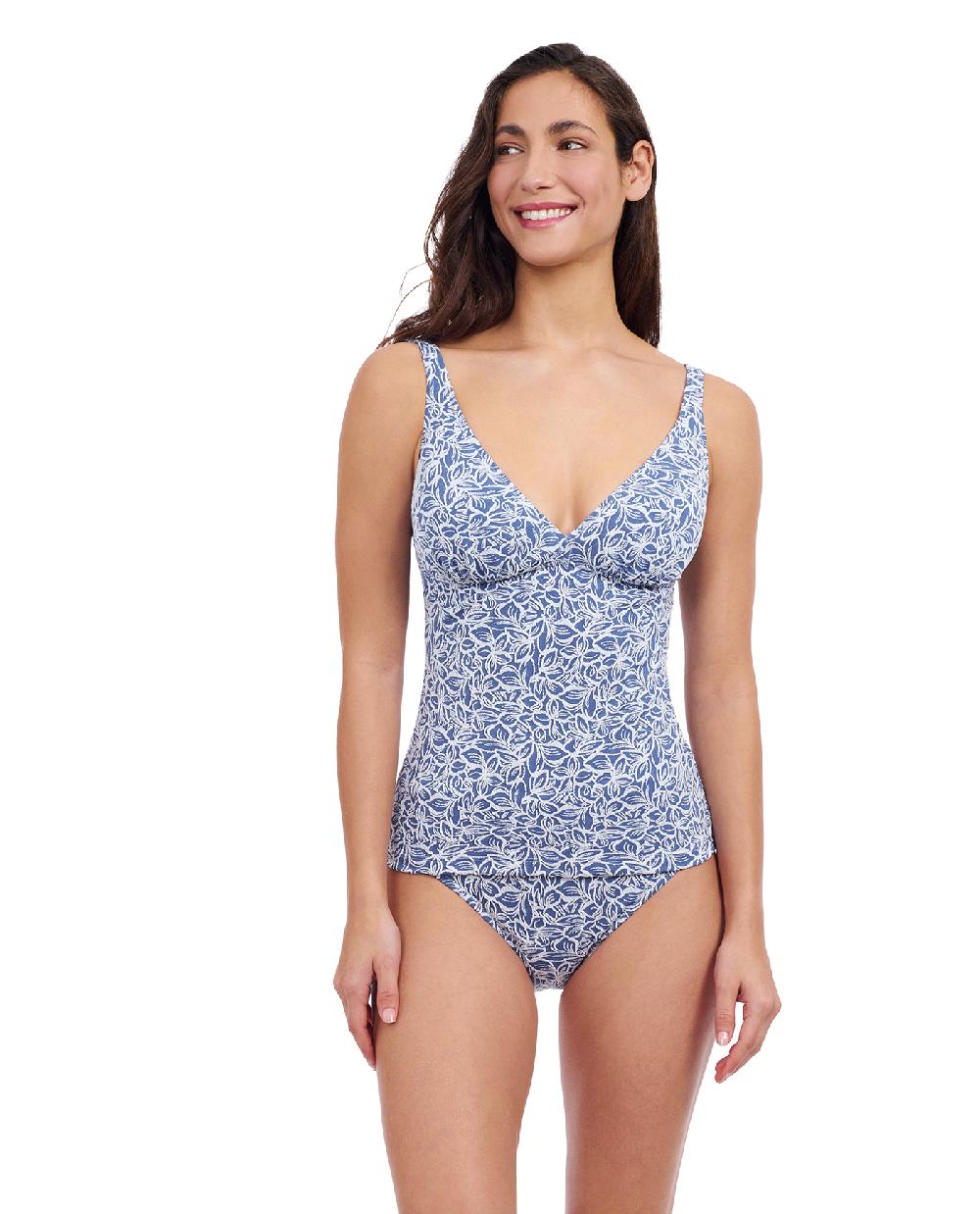 gottex Plumeria D-Cup Textured V-Neck Tankini Top Profile