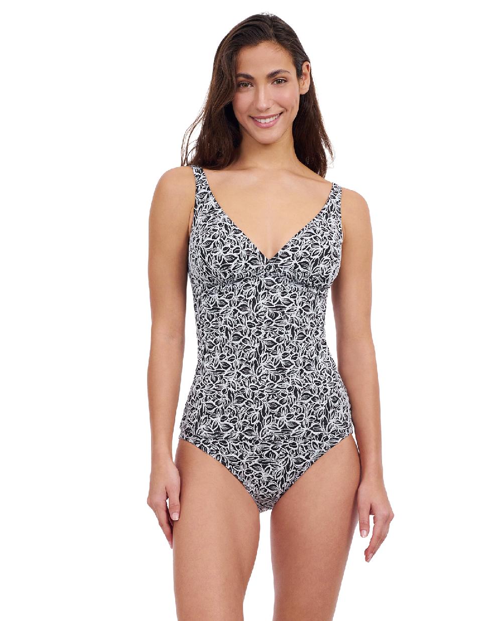 gottex Plumeria D-Cup Textured V-Neck Tankini Top Profile