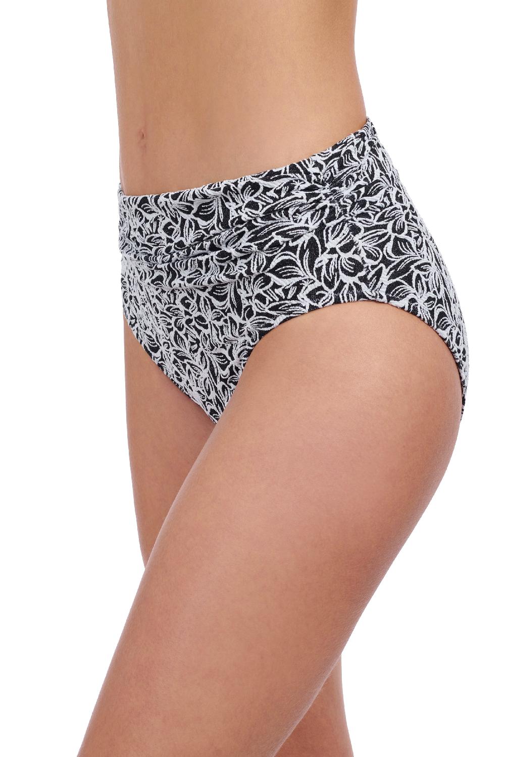 Gottex Plumeria Textured Side Shirred High Waist Swim Bottom Profile