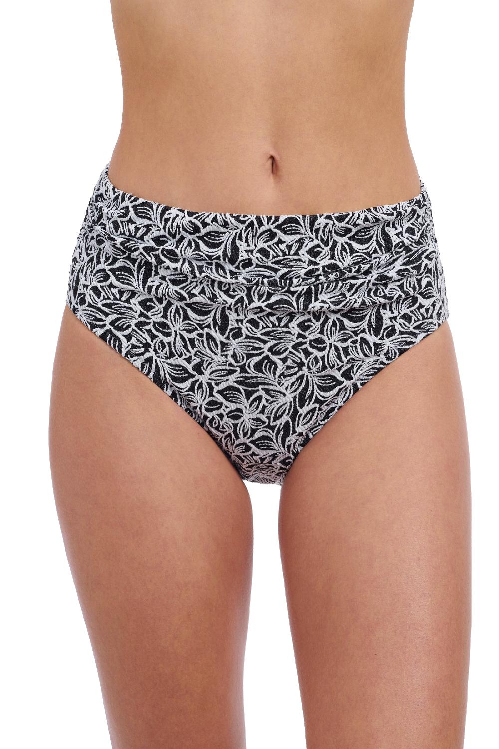 gottex Plumeria Textured Side Shirred High Waist Swim Bottom Profile