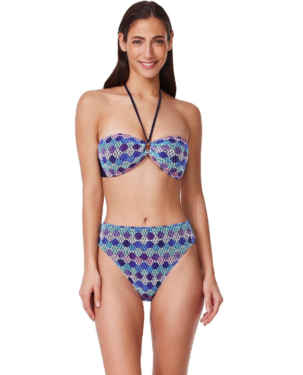 gottex Retro Riviera Bandeau Halter Netted Crochet Bikini Top Retro