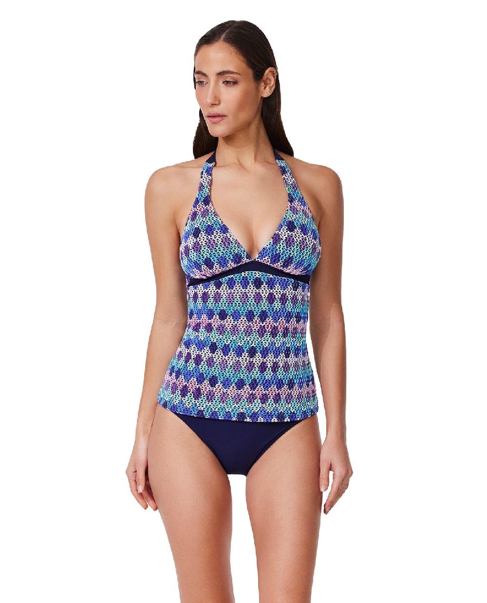 Gottex Retro Riviera Halter Netted Crochet Tankini Top Retro