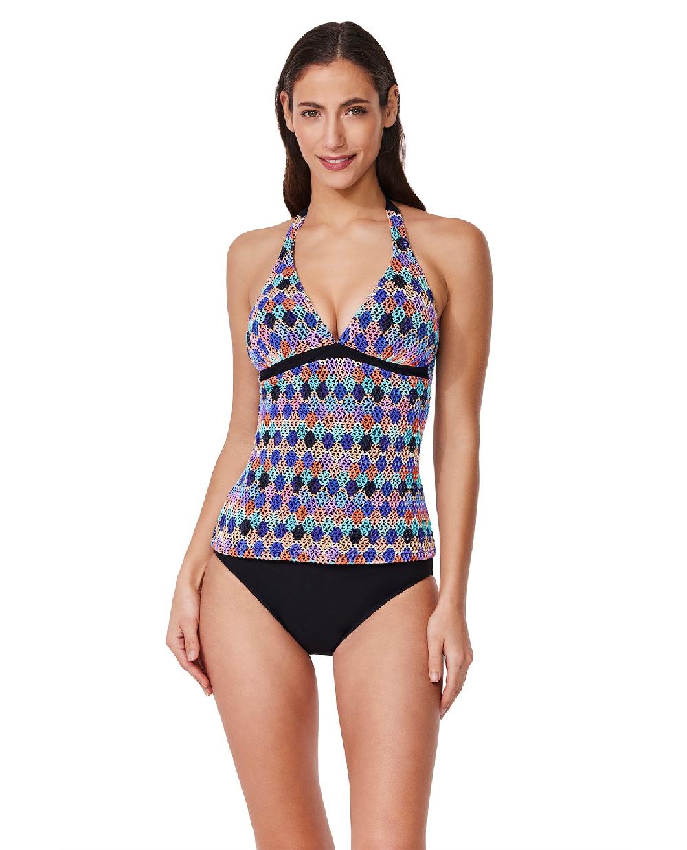 gottex Retro Riviera Halter Netted Crochet Tankini Top Retro