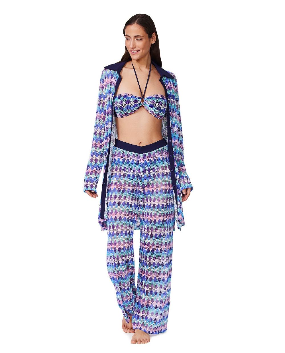 Gottex Retro Riviera Netted Crochet Buttoned Tunic Cover-Up Retro