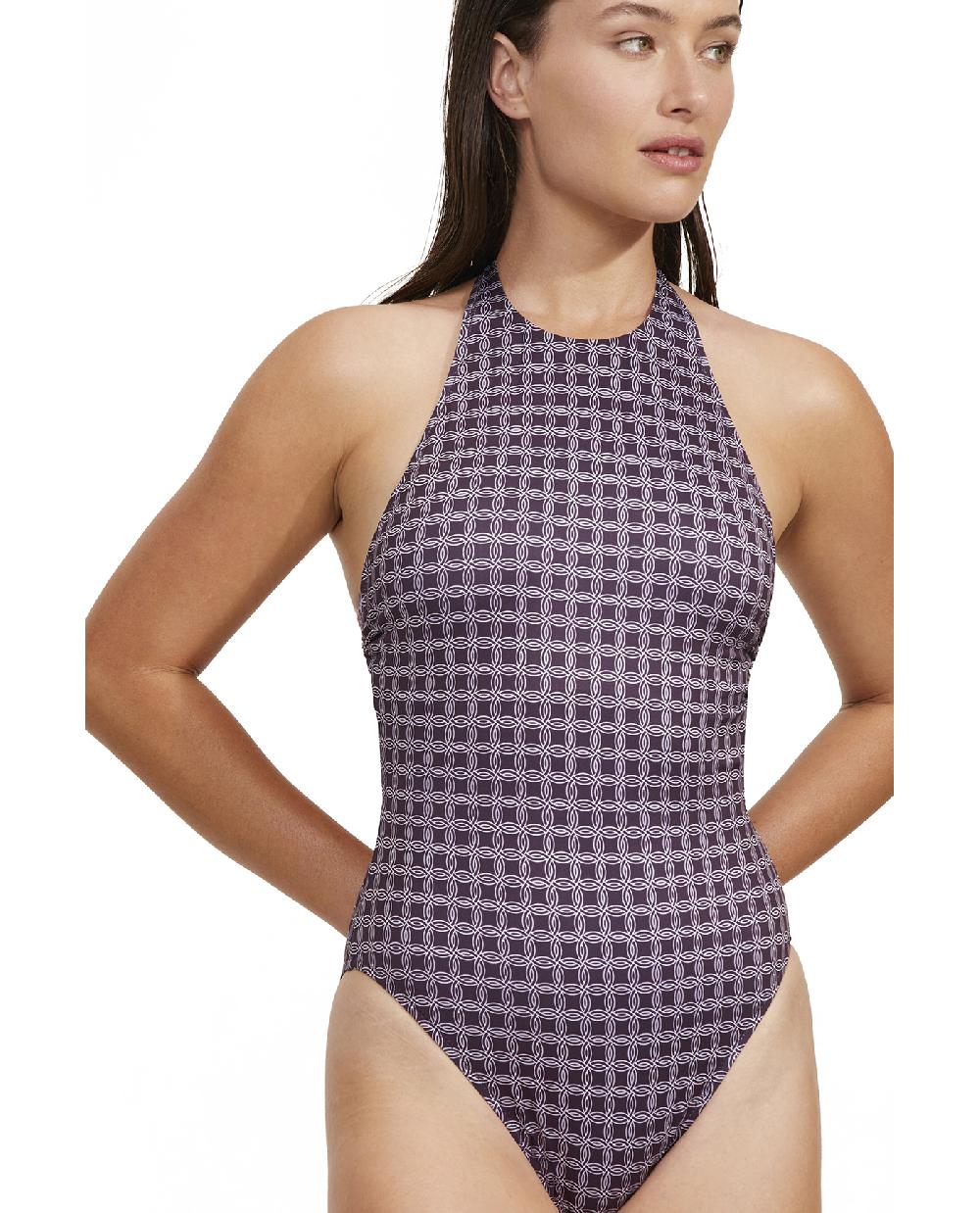 Gottex Retro Touch High Neck Halter One Piece Multi