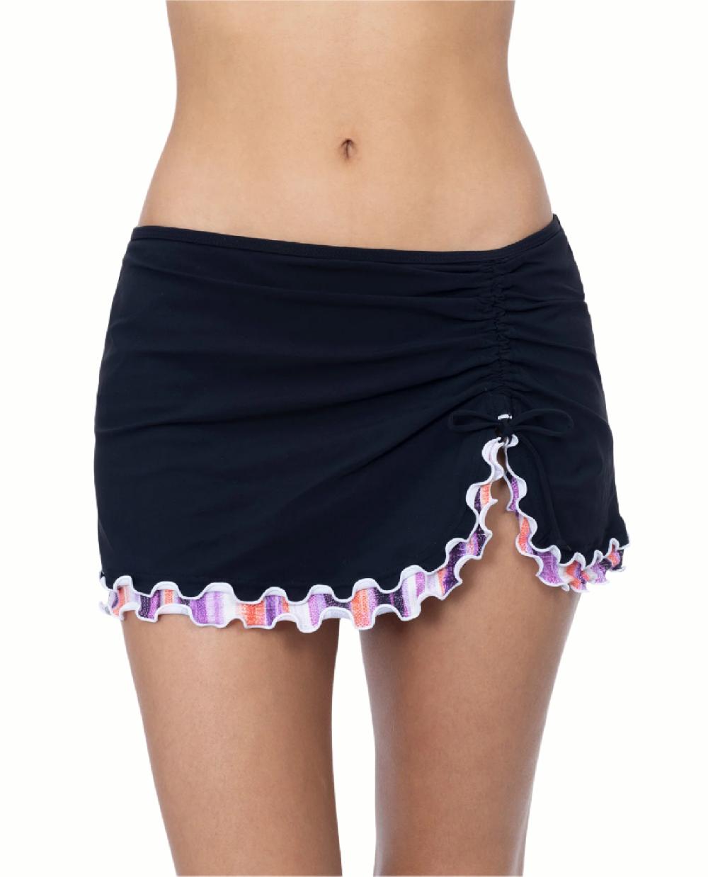 gottex Riga Tricolore Solid Side Slit Skirt Swim Bottom Profile