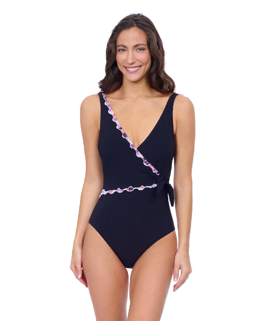 gottex Riga Tricolore V Neck Surplice One Piece Profile