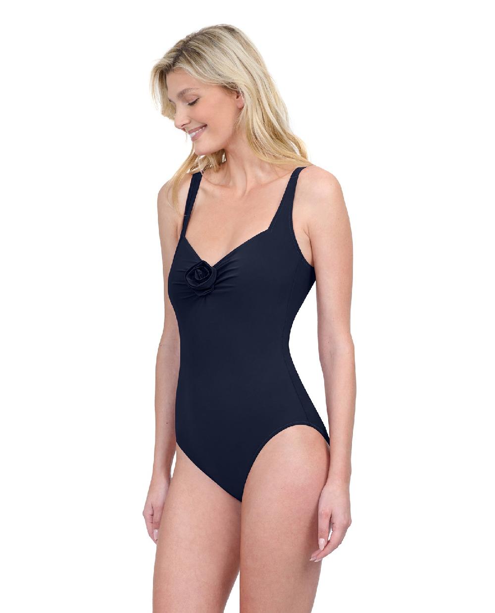 gottex Rose Bud Full Coverage Shaped Square Neck One Piece Swimsuit Rose