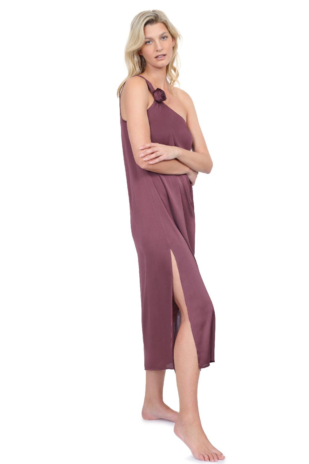 Gottex Rose Bud One Shoulder Sarong Dress Cover Up Rose