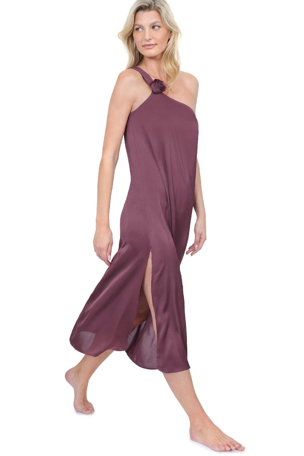 Gottex Rose Bud One Shoulder Sarong Dress Cover Up Rose