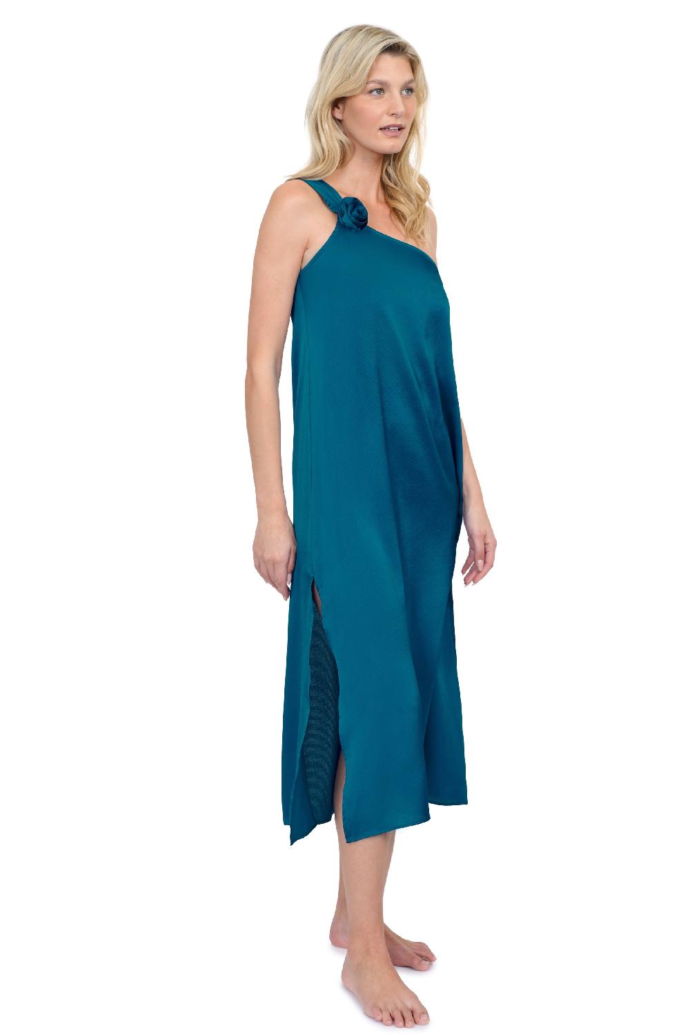 Gottex Rose Bud One Shoulder Sarong Dress Cover Up Rose