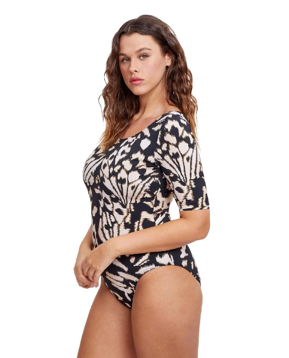 Gottex Round Neck Short Sleeve One Piece Swimsuit Miss