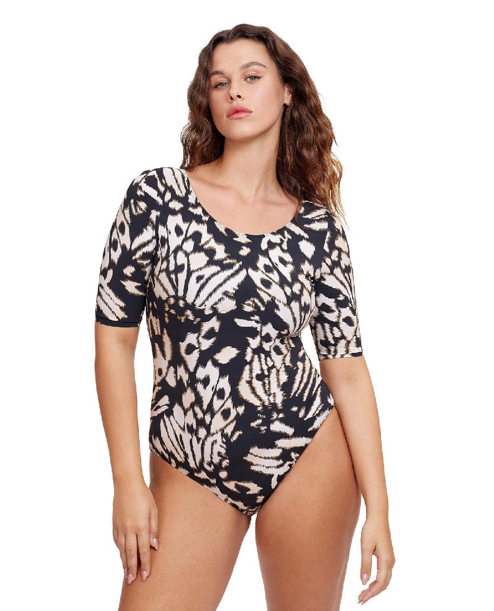 gottex Round Neck Short Sleeve One Piece Swimsuit Miss
