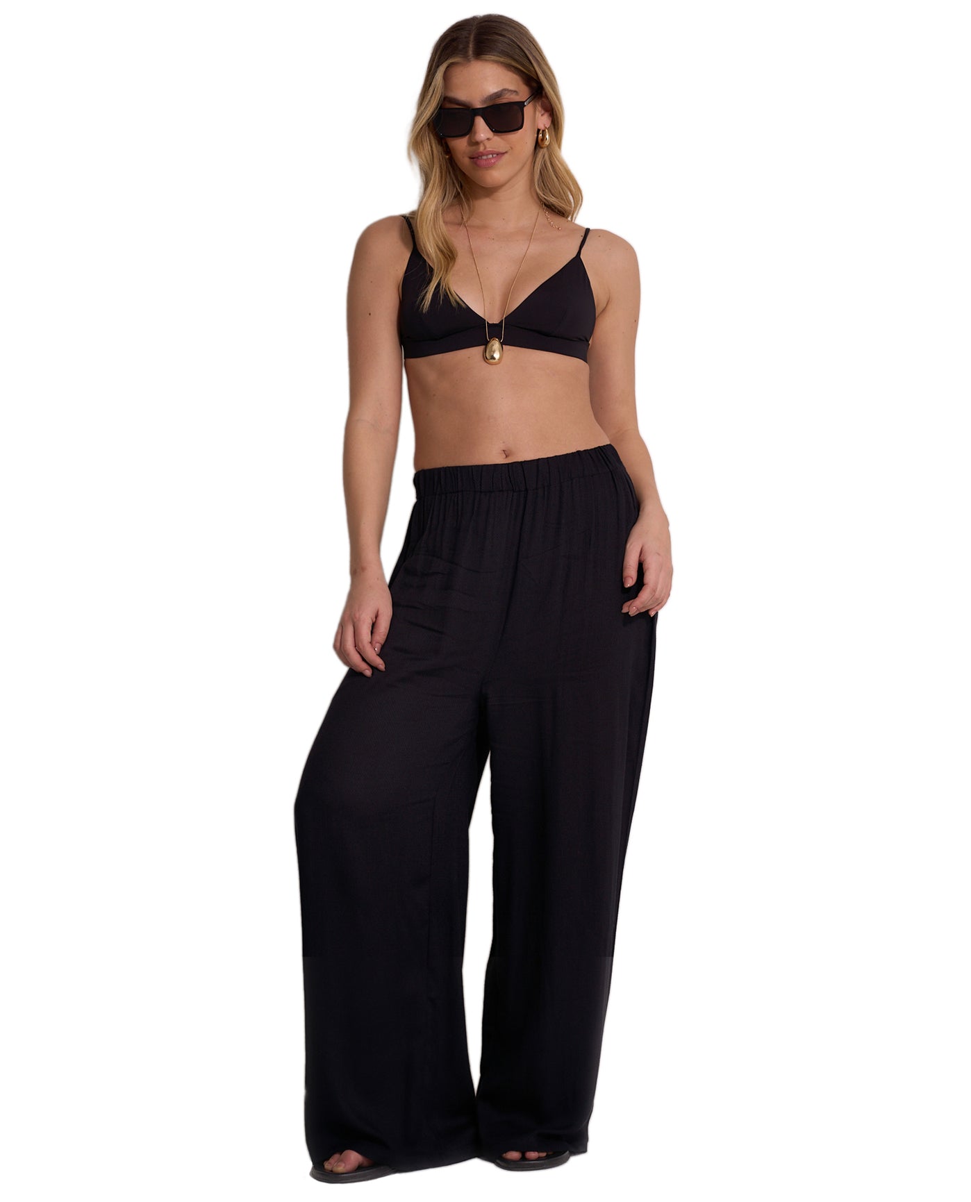 gottex Satin Shore High Waist Beach Pant Cover-Up Black