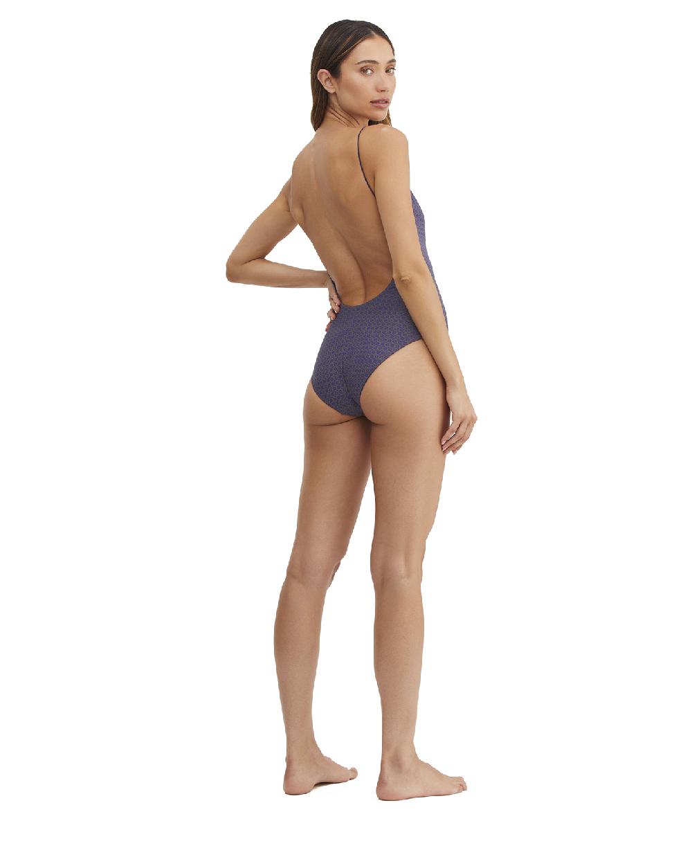 Gottex Serenity Cloe Square Neck Open U Back One Piece Navy