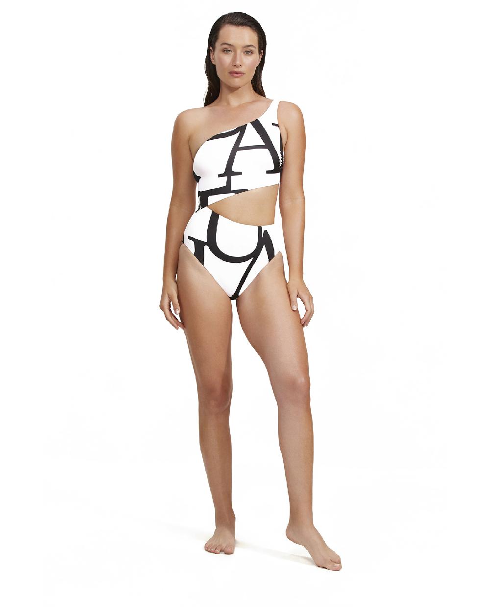 gottex Signature One Shoulder Cut Out One Piece Black