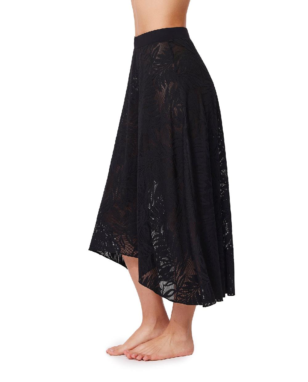 Gottex Skyfall Textured High Low Skirt Cover-Up Black