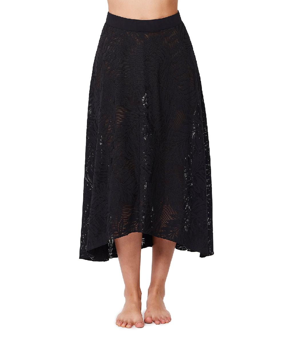 gottex Skyfall Textured High Low Skirt Cover-Up Black