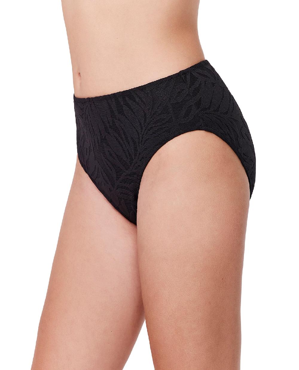 Gottex Skyfall Textured Mid Waist Swim Bottom Black